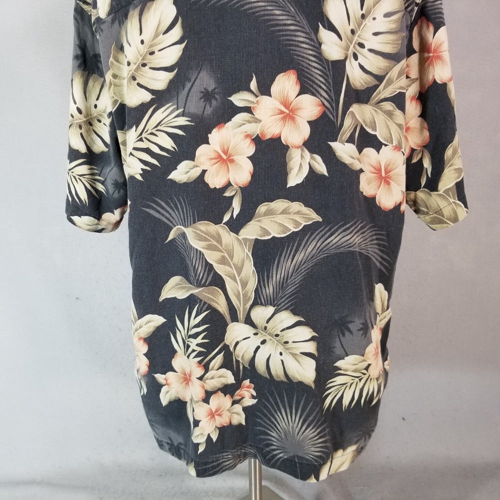 Boca classics shirt mens large gray Floral short sleeve silk Hawaiian Aloha Tiki - Picture 13 of 14